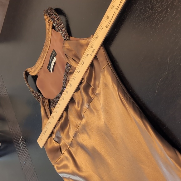 Donna Morgan brown silk dress with sequin neckline - Picture 7 of 10